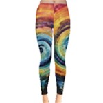 Cosmic Rainbow Quilt Artistic Swirl Spiral Forest Silhouette Fantasy Everyday Leggings 