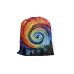 Cosmic Rainbow Quilt Artistic Swirl Spiral Forest Silhouette Fantasy Drawstring Pouch (Medium)