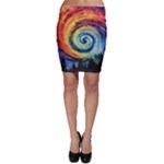 Cosmic Rainbow Quilt Artistic Swirl Spiral Forest Silhouette Fantasy Bodycon Skirt