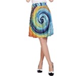 Cosmic Rainbow Quilt Artistic Swirl Spiral Forest Silhouette Fantasy A-Line Skirt