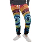 Cosmic Rainbow Quilt Artistic Swirl Spiral Forest Silhouette Fantasy Men s Jogger Sweatpants