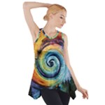 Cosmic Rainbow Quilt Artistic Swirl Spiral Forest Silhouette Fantasy Side Drop Tank Tunic