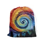 Cosmic Rainbow Quilt Artistic Swirl Spiral Forest Silhouette Fantasy Drawstring Pouch (XL)