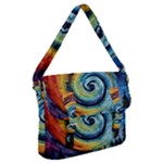Cosmic Rainbow Quilt Artistic Swirl Spiral Forest Silhouette Fantasy Buckle Messenger Bag