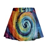 Cosmic Rainbow Quilt Artistic Swirl Spiral Forest Silhouette Fantasy Mini Flare Skirt