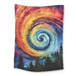Cosmic Rainbow Quilt Artistic Swirl Spiral Forest Silhouette Fantasy Medium Tapestry
