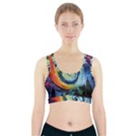 Cosmic Rainbow Quilt Artistic Swirl Spiral Forest Silhouette Fantasy Sports Bra With Pocket