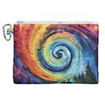 Cosmic Rainbow Quilt Artistic Swirl Spiral Forest Silhouette Fantasy Canvas Cosmetic Bag (XL)
