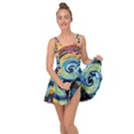 Cosmic Rainbow Quilt Artistic Swirl Spiral Forest Silhouette Fantasy Inside Out Casual Dress