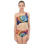 Cosmic Rainbow Quilt Artistic Swirl Spiral Forest Silhouette Fantasy Spliced Up Two Piece Swimsuit