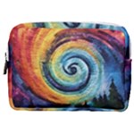 Cosmic Rainbow Quilt Artistic Swirl Spiral Forest Silhouette Fantasy Make Up Pouch (Medium)