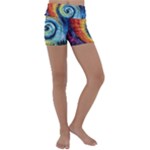 Cosmic Rainbow Quilt Artistic Swirl Spiral Forest Silhouette Fantasy Kids  Lightweight Velour Yoga Shorts