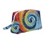 Cosmic Rainbow Quilt Artistic Swirl Spiral Forest Silhouette Fantasy Wristlet Pouch Bag (Medium)