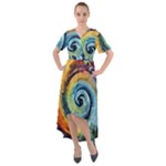 Cosmic Rainbow Quilt Artistic Swirl Spiral Forest Silhouette Fantasy Front Wrap High Low Dress
