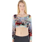 Digital Computer Technology Office Information Modern Media Web Connection Art Creatively Colorful C Long Sleeve Crop Top