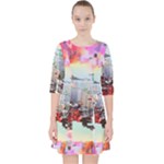 Digital Computer Technology Office Information Modern Media Web Connection Art Creatively Colorful C Quarter Sleeve Pocket Dress