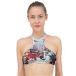 Digital Computer Technology Office Information Modern Media Web Connection Art Creatively Colorful C High Neck Bikini Top