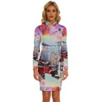 Digital Computer Technology Office Information Modern Media Web Connection Art Creatively Colorful C Long Sleeve Shirt Collar Bodycon Dress