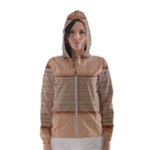 Wooden Wickerwork Texture Square Pattern Women s Hooded Windbreaker