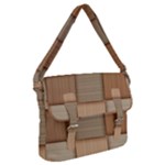 Wooden Wickerwork Texture Square Pattern Buckle Messenger Bag