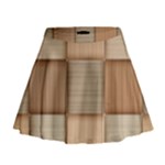 Wooden Wickerwork Texture Square Pattern Mini Flare Skirt