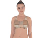 Wooden Wickerwork Texture Square Pattern Cross String Back Sports Bra