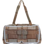 Wooden Wickerwork Texture Square Pattern Multi Function Bag