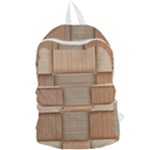 Wooden Wickerwork Texture Square Pattern Foldable Lightweight Backpack