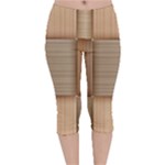 Wooden Wickerwork Texture Square Pattern Velvet Capri Leggings 