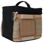 Wooden Wickerwork Texture Square Pattern Make Up Travel Bag (Big)
