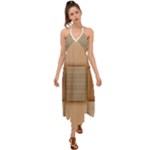 Wooden Wickerwork Texture Square Pattern Halter Tie Back Dress 