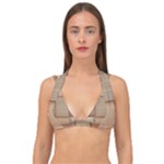 Wooden Wickerwork Texture Square Pattern Double Strap Halter Bikini Top