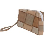 Wooden Wickerwork Texture Square Pattern Wristlet Pouch Bag (Small)