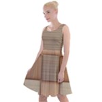 Wooden Wickerwork Texture Square Pattern Knee Length Skater Dress
