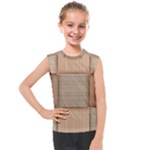 Wooden Wickerwork Texture Square Pattern Kids  Mesh Tank Top