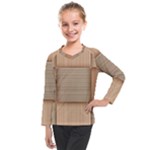 Wooden Wickerwork Texture Square Pattern Kids  Long Mesh T-Shirt