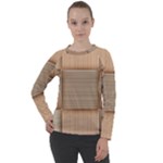 Wooden Wickerwork Texture Square Pattern Women s Long Sleeve Raglan T-Shirt