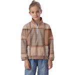 Wooden Wickerwork Texture Square Pattern Kids  Half Zip Hoodie