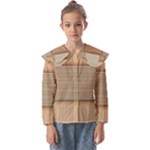 Wooden Wickerwork Texture Square Pattern Kids  Peter Pan Collar Blouse