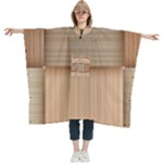 Wooden Wickerwork Texture Square Pattern Women s Hooded Rain Ponchos