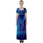 Digital Art Artwork Illustration Vector Buiding City High Waist Short Sleeve Maxi Dress