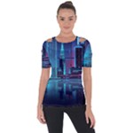 Digital Art Artwork Illustration Vector Buiding City Shoulder Cut Out Short Sleeve Top