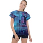 Digital Art Artwork Illustration Vector Buiding City Ruffle Collar Chiffon Blouse