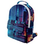 Digital Art Artwork Illustration Vector Buiding City Flap Pocket Backpack (Small)