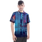 Digital Art Artwork Illustration Vector Buiding City Men s Polo T-Shirt