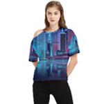 Digital Art Artwork Illustration Vector Buiding City One Shoulder Cut Out T-Shirt
