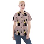 Cat Egyptian Ancient Statue Egypt Culture Animals Women s Short Sleeve Pocket Shirt