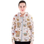 Bear Cartoon Background Pattern Seamless Animal Women s Zipper Hoodie