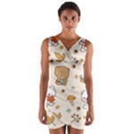 Bear Cartoon Background Pattern Seamless Animal Wrap Front Bodycon Dress