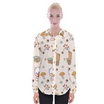 Bear Cartoon Background Pattern Seamless Animal Womens Long Sleeve Shirt